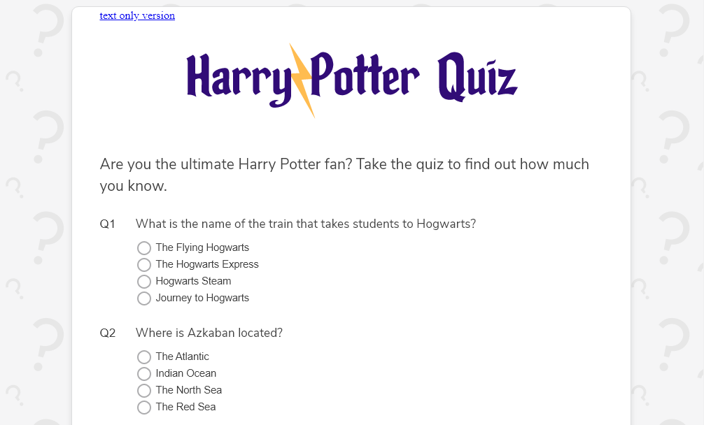 harry potter quiz
