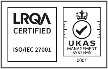 LRQA Certified ISO/IEC 27001, UKAS Management Systems 0001