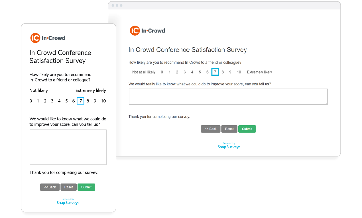 Customer satisfaction survey on desktop and mobile devices | Snap Surveys