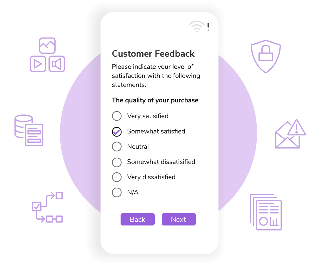 Smartphone showing a customer feedback survey.