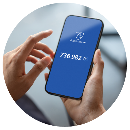 Female hands holding smartphone with a multi-factor-authentication app on thee screen.