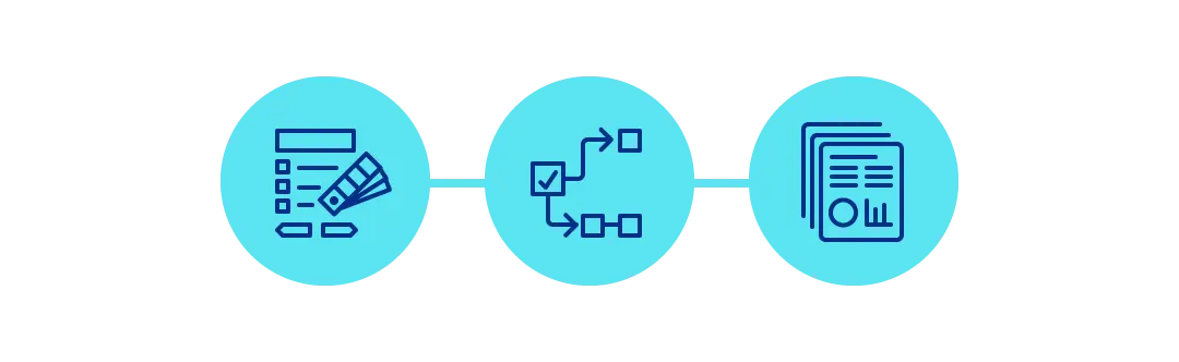 Decorative icons of aspects of research.