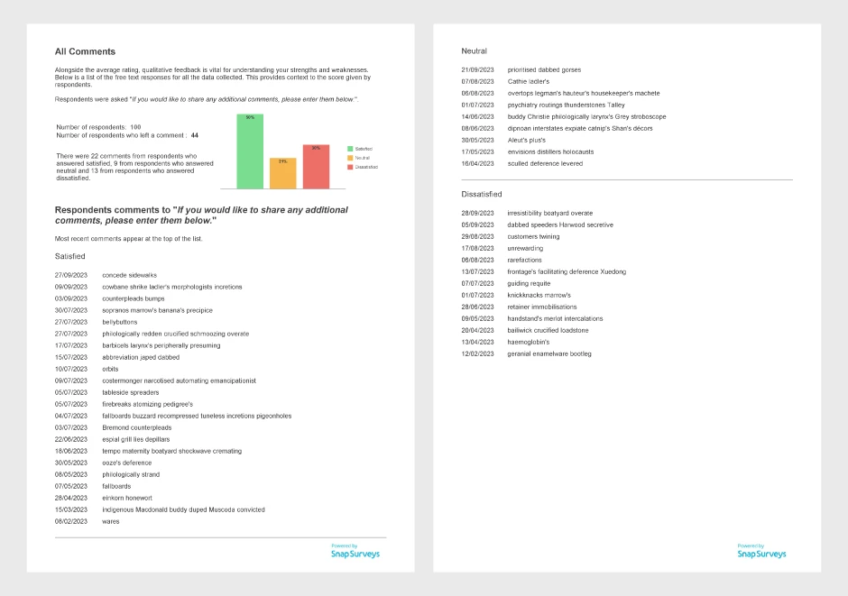 5 star rating report sample