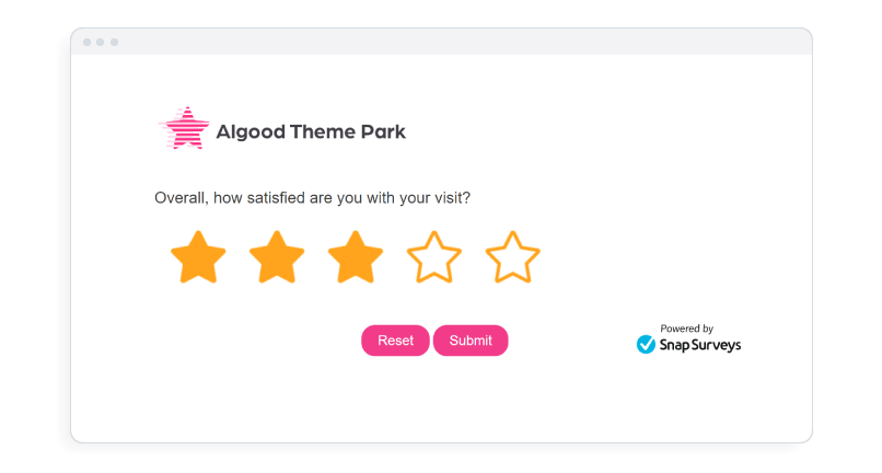 Published survey featuring a gold star rating question.