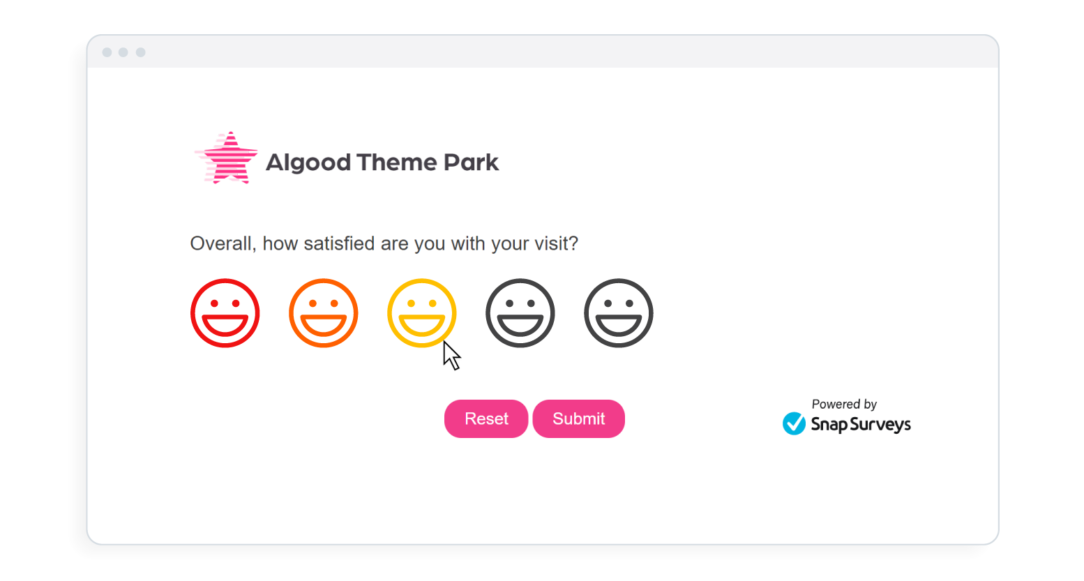 Smiley rating scale in survey.