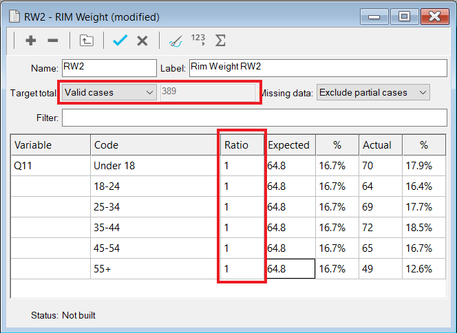 Rim Weighting interface in Snap XMP Desktop