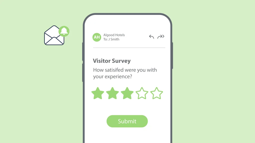Email satisfaction survey featuring a five star rating on iPhone