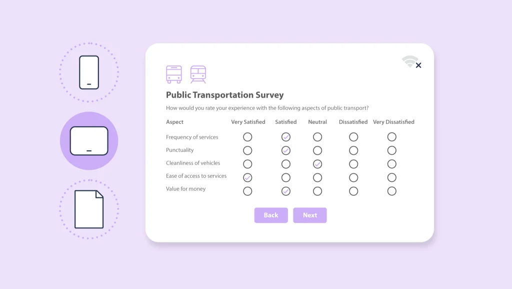 offline surveys showing a smartphone, tablet and paper survey