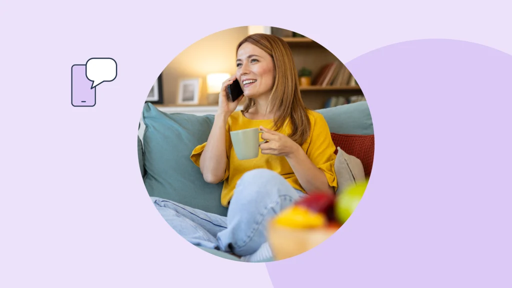 woman on phone responding to a survey call