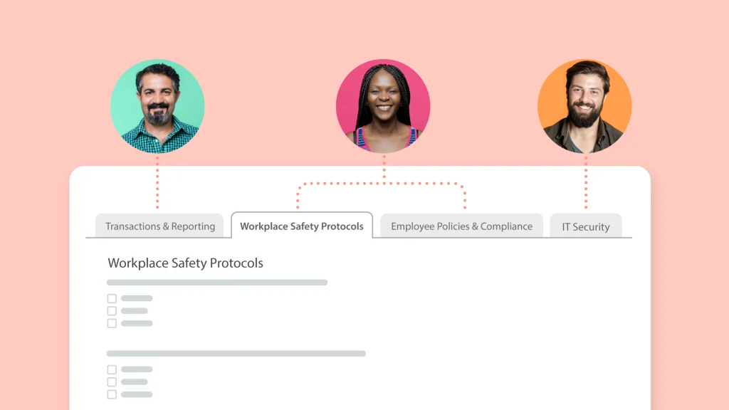 non-linear survey with team members assigned to specific tabs